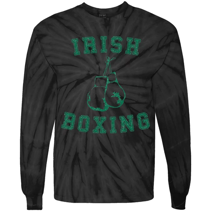 Irish Boxing Green Vintage Distressed Style Tie-Dye Long Sleeve Shirt