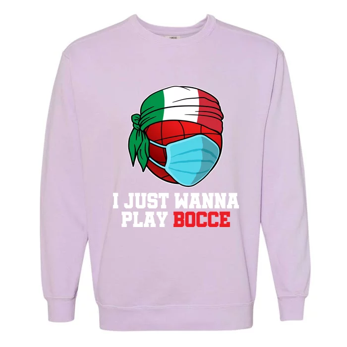 Italian Bowling Game Italy Player Funny Bocce Ball Cute Gift Garment-Dyed Sweatshirt