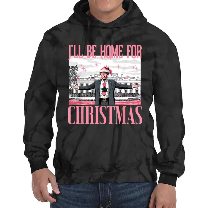 ILl Be Home For Christmas Funny Santa Claus Trump 2024 Tie Dye Hoodie