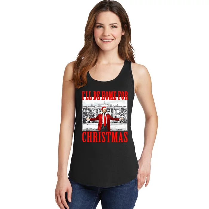 Ill Be Home For Christmas Santa Trump Xmas Pajamas Ladies Essential Tank