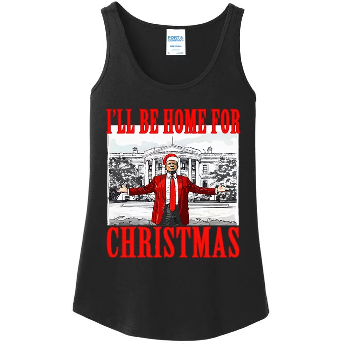 Ill Be Home For Christmas Santa Trump Xmas Pajamas Ladies Essential Tank