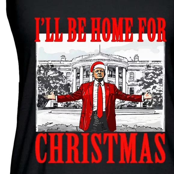 Ill Be Home For Christmas Santa Trump Xmas Pajamas Ladies Essential Flowy Tank