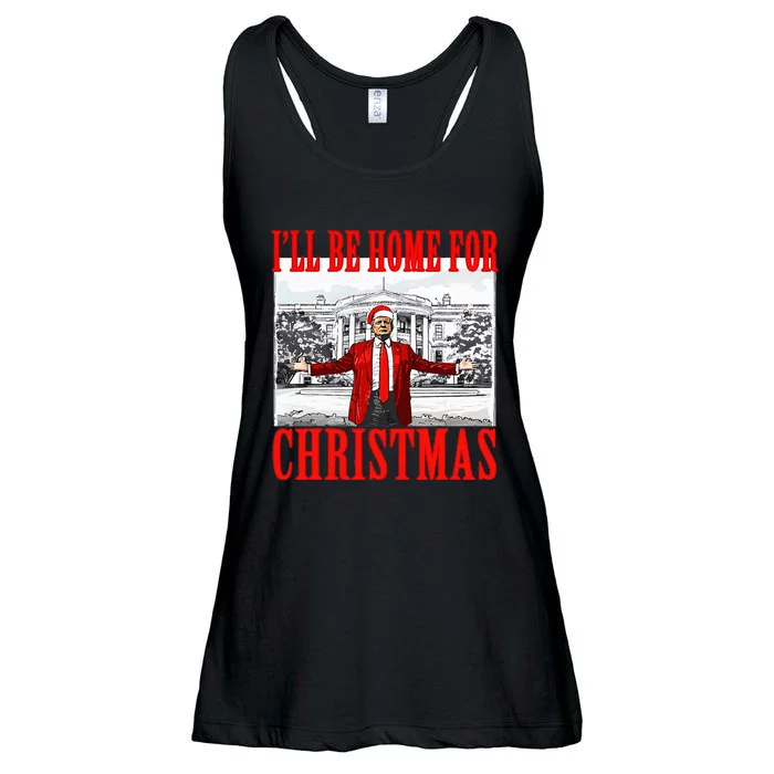 Ill Be Home For Christmas Santa Trump Xmas Pajamas Ladies Essential Flowy Tank