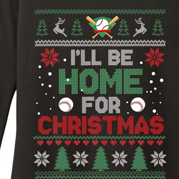 I'll be Home Softball Ugly Christmas Sweater Party Womens CVC Long Sleeve Shirt