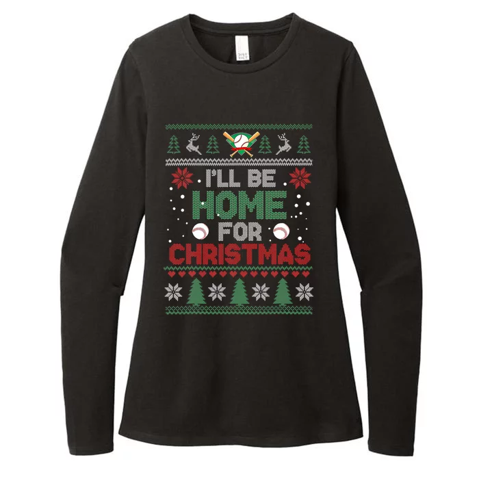 I'll be Home Softball Ugly Christmas Sweater Party Womens CVC Long Sleeve Shirt