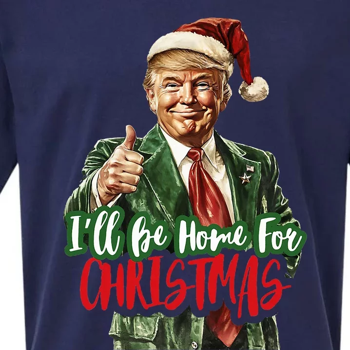 ILl Be Home For Christmas Santa Trump Xmas Pajamas Sueded Cloud Jersey T-Shirt