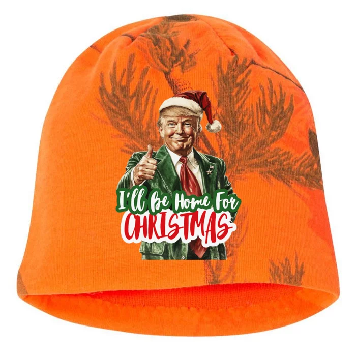 ILl Be Home For Christmas Funny Santa Claus Trump 2024 Gift Kati - Camo Knit Beanie