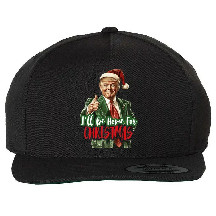 ILl Be Home For Christmas Funny Trump Wool Snapback Cap