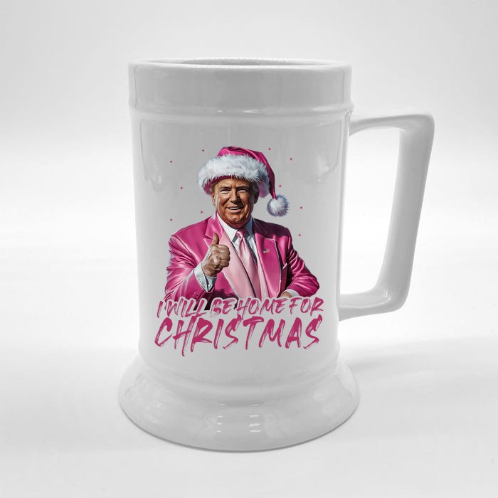 ILl Be Home For Christmas Funny Santa Trump Xmas Pajamas Beer Stein