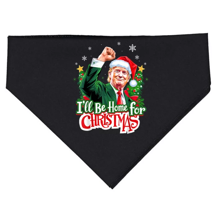 ILl Be Home For Christmas Funny Trump Santa 2024 Christmas USA-Made Doggie Bandana