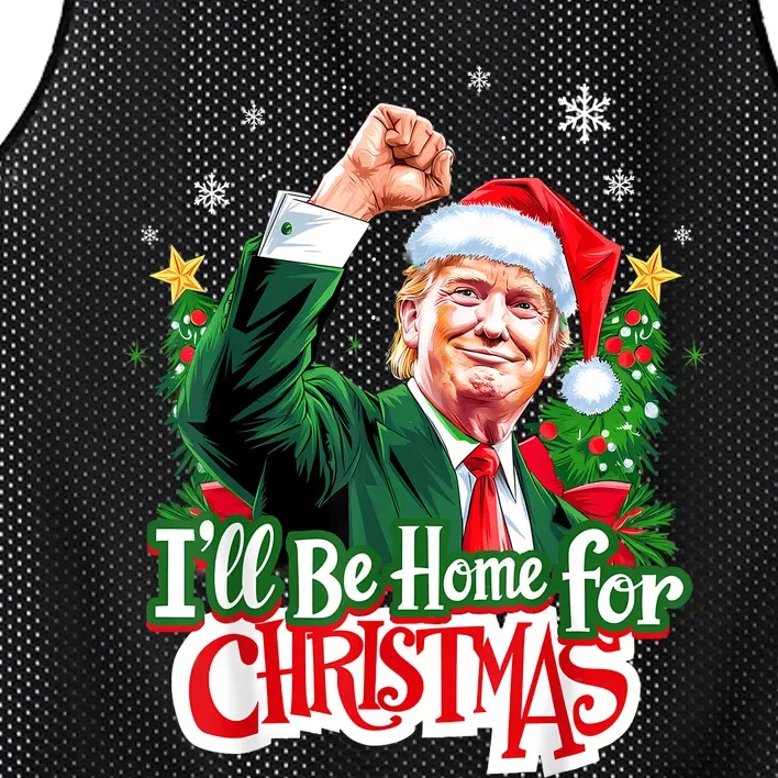 ILl Be Home For Christmas Funny Trump Santa 2024 Christmas Mesh Reversible Basketball Jersey Tank