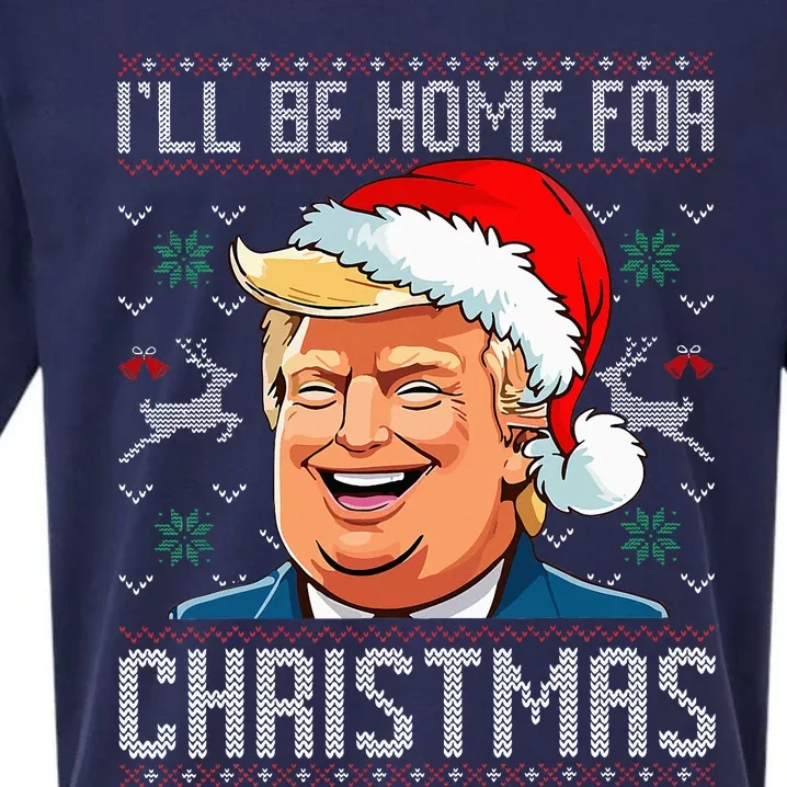 ILl Be Home For Christmas Funny Santa Claus Trump 2024 Sueded Cloud Jersey T-Shirt