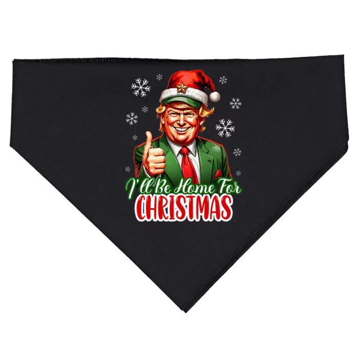 ILl Be Home For Christmas Funny Santa Claus Trump 2024 USA-Made Doggie Bandana