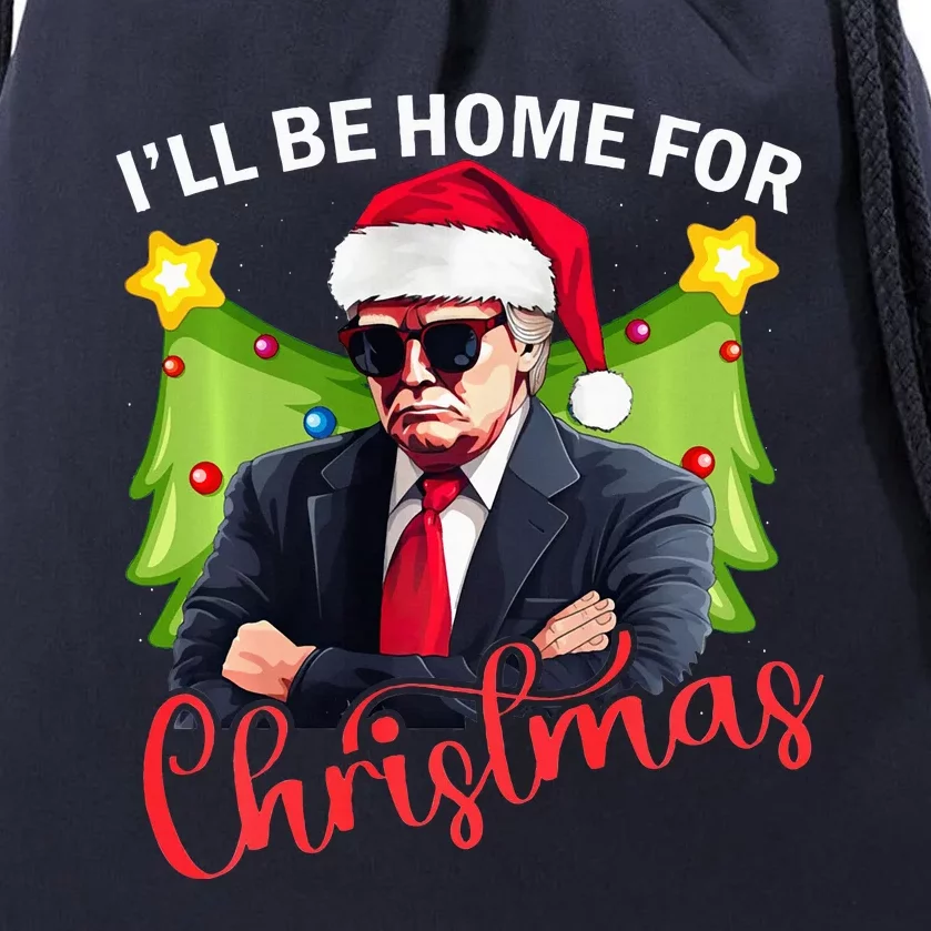 ILl Be Home For Christmas Santa Claus Trump 2024 Drawstring Bag