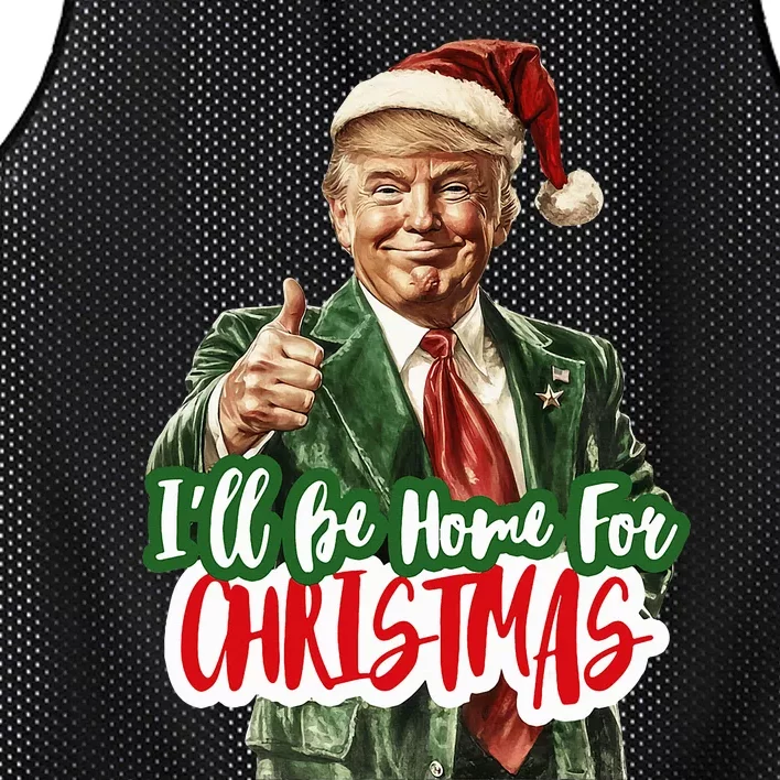 ILl Be Home For Christmas Funny Santa Claus Trump 2024 Mesh Reversible Basketball Jersey Tank