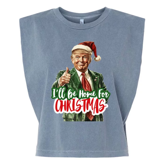 ILl Be Home For Christmas Funny Santa Claus Trump 2024 Garment-Dyed Women's Muscle Tee