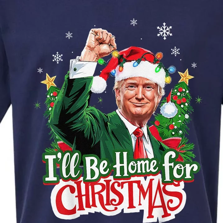 ILl Be Home For Christmas Santa Trump 2024 Sueded Cloud Jersey T-Shirt