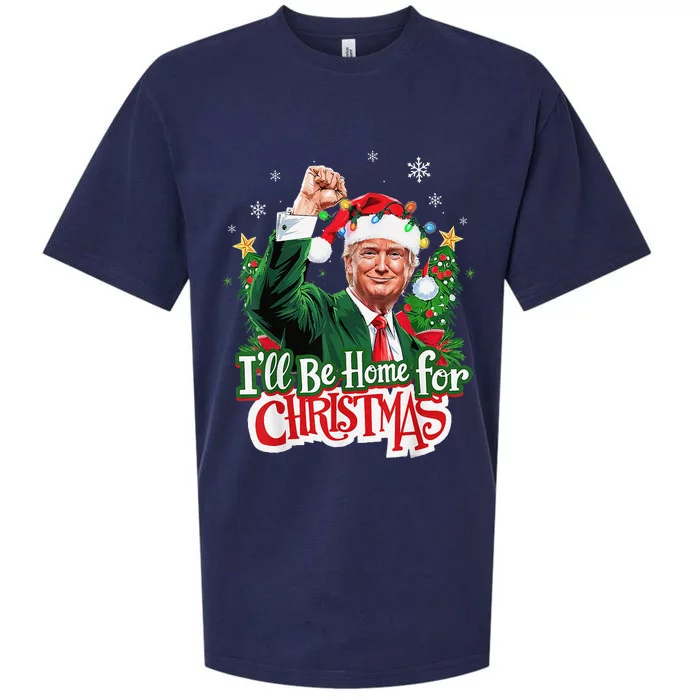 ILl Be Home For Christmas Santa Trump 2024 Sueded Cloud Jersey T-Shirt