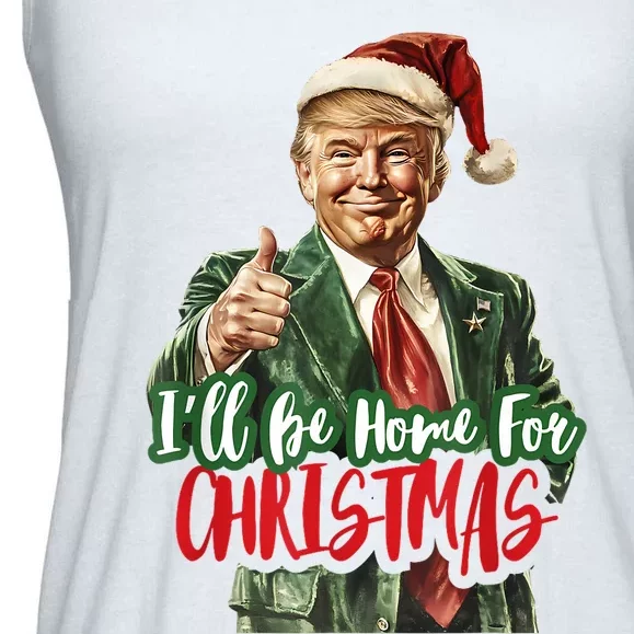 ILl Be Home For Christmas Santa Trump Xmas Pajamas Funny Ladies Essential Flowy Tank