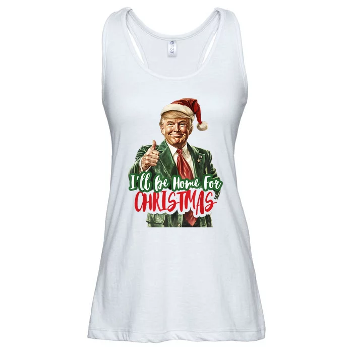 ILl Be Home For Christmas Santa Trump Xmas Pajamas Funny Ladies Essential Flowy Tank