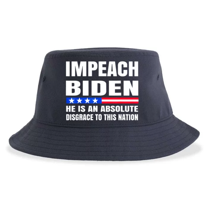 Impeach Biden He Is An Absolute Disgrace To This Nation Sustainable Bucket Hat