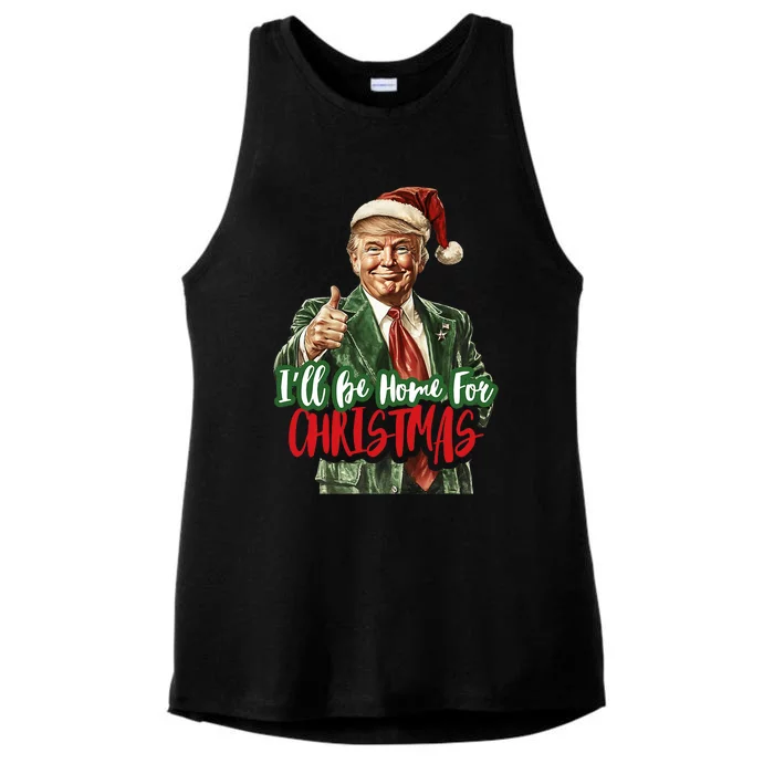 ILl Be Home For Christmas Santa Trump Xmas Pajamas Funny Ladies Tri-Blend Wicking Tank