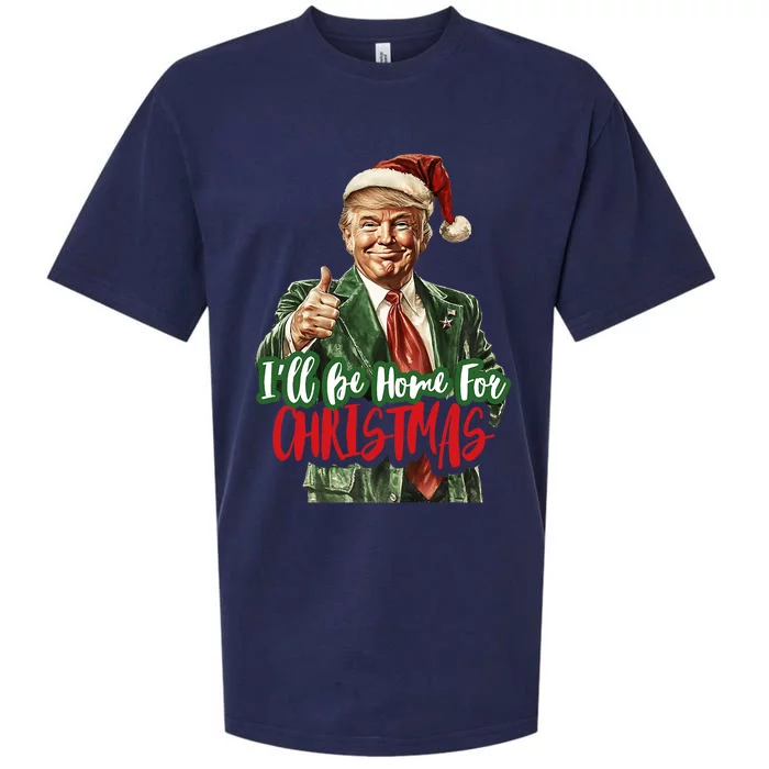 ILl Be Home For Christmas Santa Trump Xmas Pajamas Funny Sueded Cloud Jersey T-Shirt