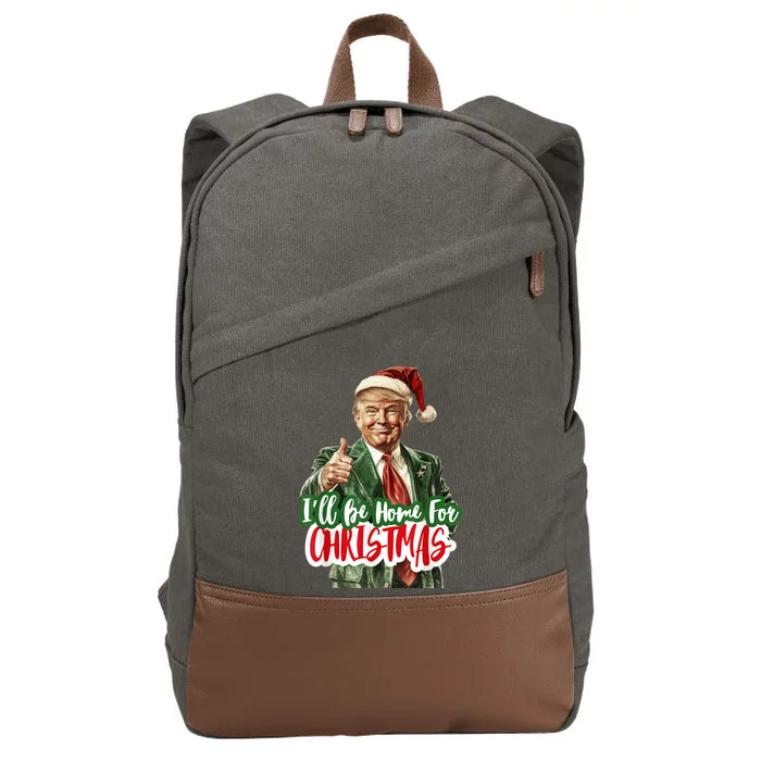 ILl Be Home For Christmas Funny Santa Claus Trump 2024 Cotton Canvas Backpack