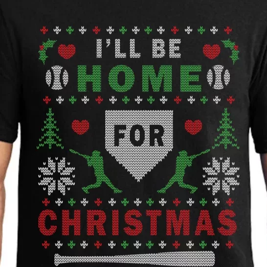 I'LL BE HOME FOR CHRISTMAS BASEBALL UGLY CHRISTMAS Pajama Set