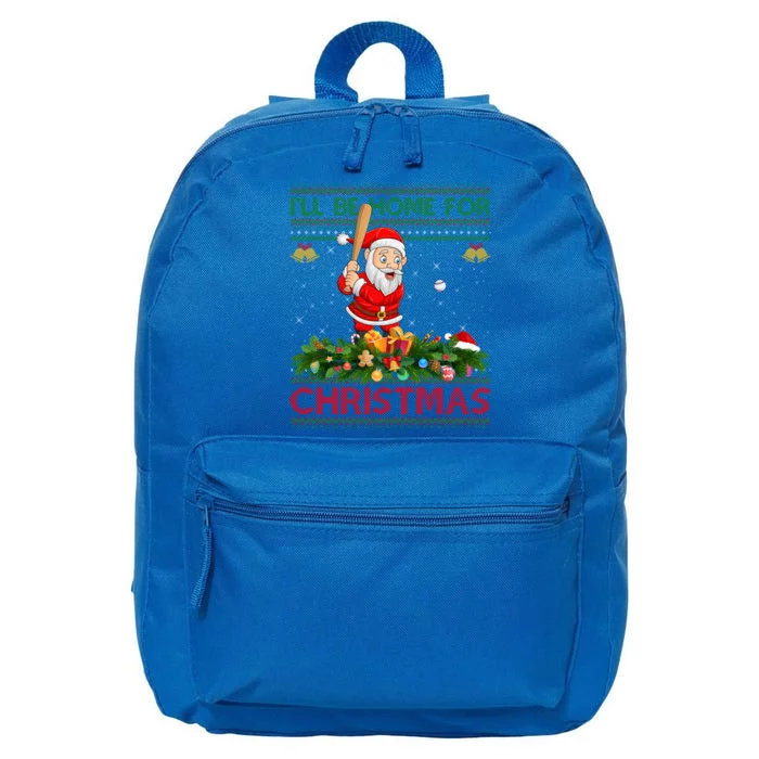 ILl Be Home For Christmas Santa Playing Baseball Xmas Gift 16 in Basic Backpack