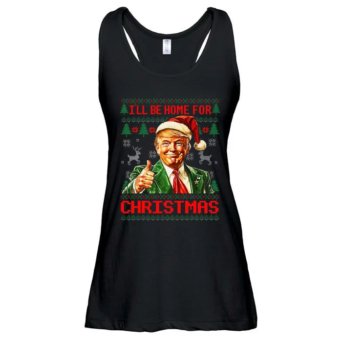 ILl Be Home For Christmas Funny Santa Trump Pajamas Ugly Ladies Essential Flowy Tank