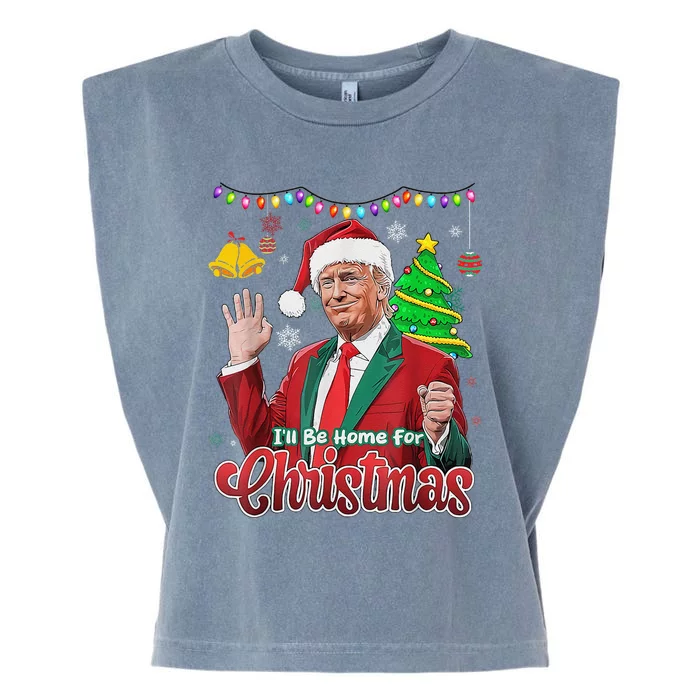 ILl Be Home For Christmas Santa Funny Trump Ugly Garment-Dyed Women's Muscle Tee