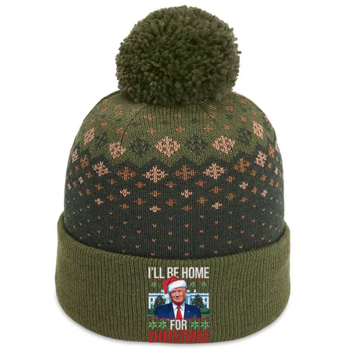 ILl Be Home For Christmas Funny Trump Ugly Christmas The Baniff Cuffed Pom Beanie