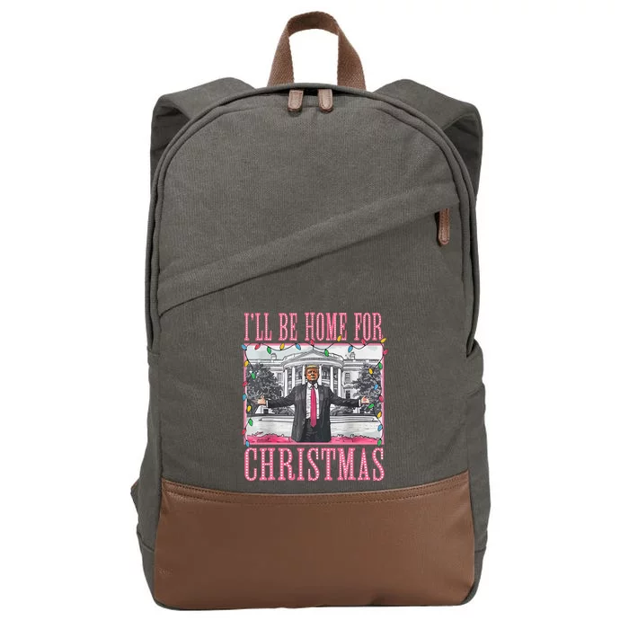 ILl Be Home For Christmas Santa Trump Xmas Pajamas Cotton Canvas Backpack