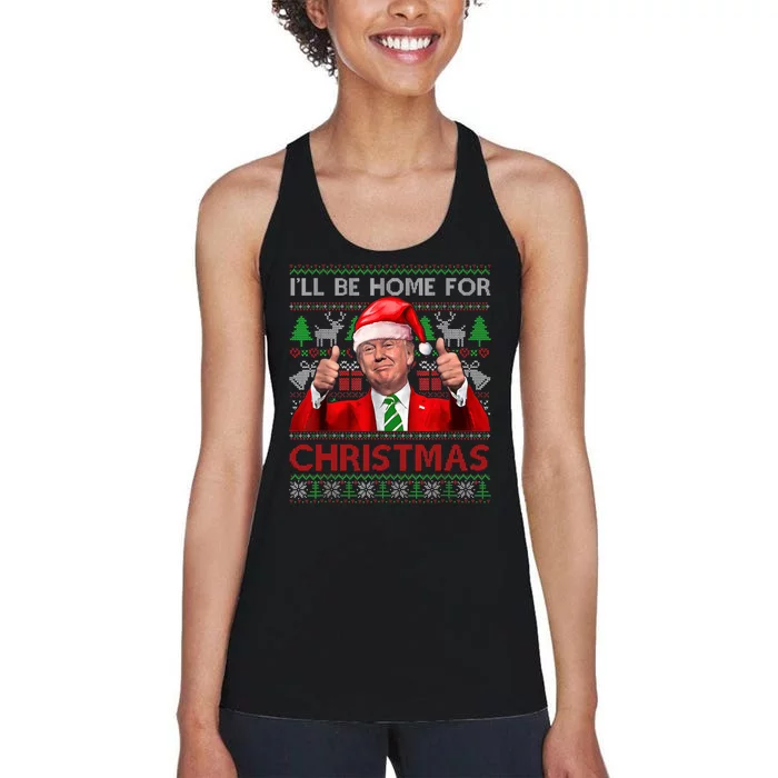 Ill Be Home For Christmas Santa Trump Xmas Pajamas Funny Women's Racerback Tank