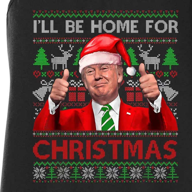 Ill Be Home For Christmas Santa Trump Xmas Pajamas Funny Women's Racerback Tank