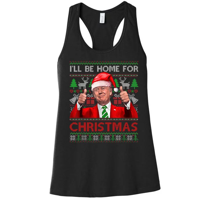 Ill Be Home For Christmas Santa Trump Xmas Pajamas Funny Women's Racerback Tank