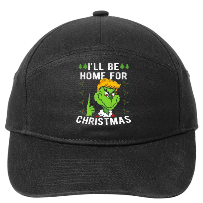 ILl Be Home For Christmas Trump 2024 Xmas Pajamas 7-Panel Snapback Hat