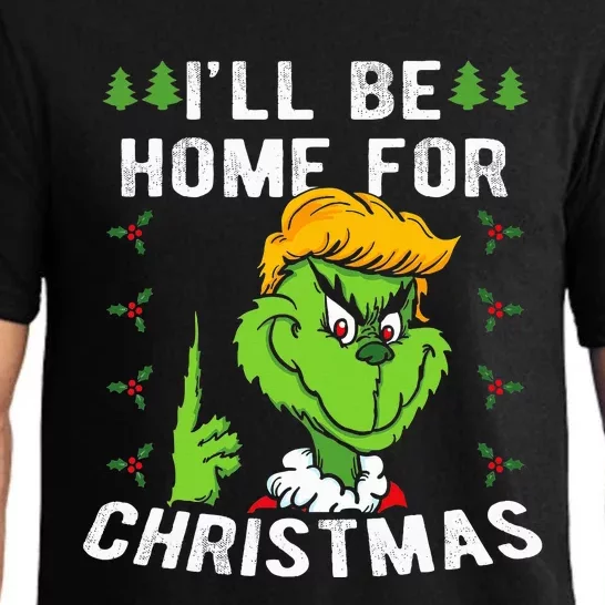 ILl Be Home For Christmas Trump 2024 Xmas Pajamas Pajama Set