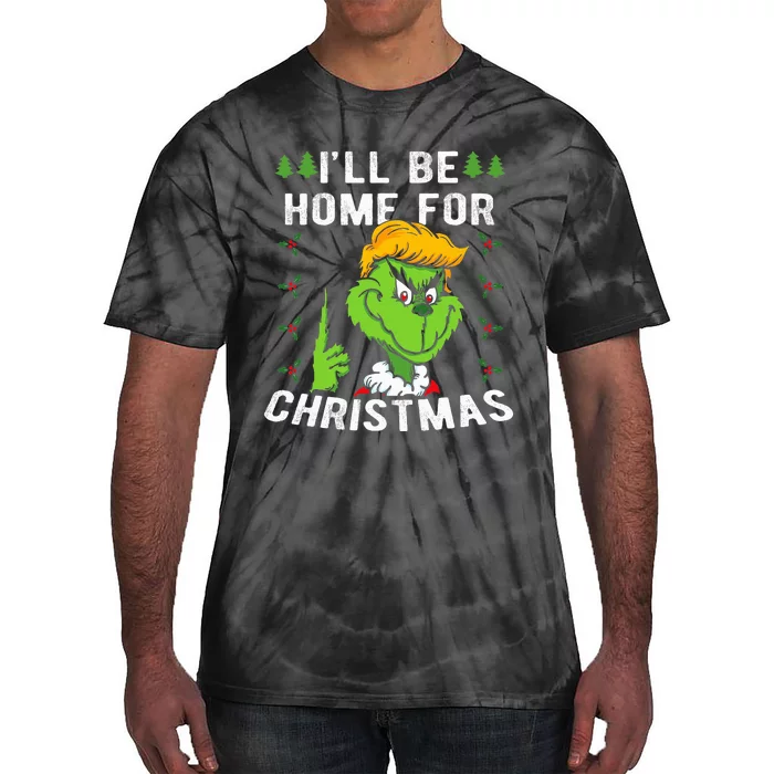 ILl Be Home For Christmas Trump 2024 Xmas Pajamas Tie-Dye T-Shirt