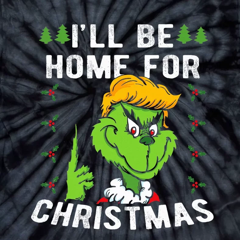 ILl Be Home For Christmas Trump 2024 Xmas Pajamas Tie-Dye T-Shirt