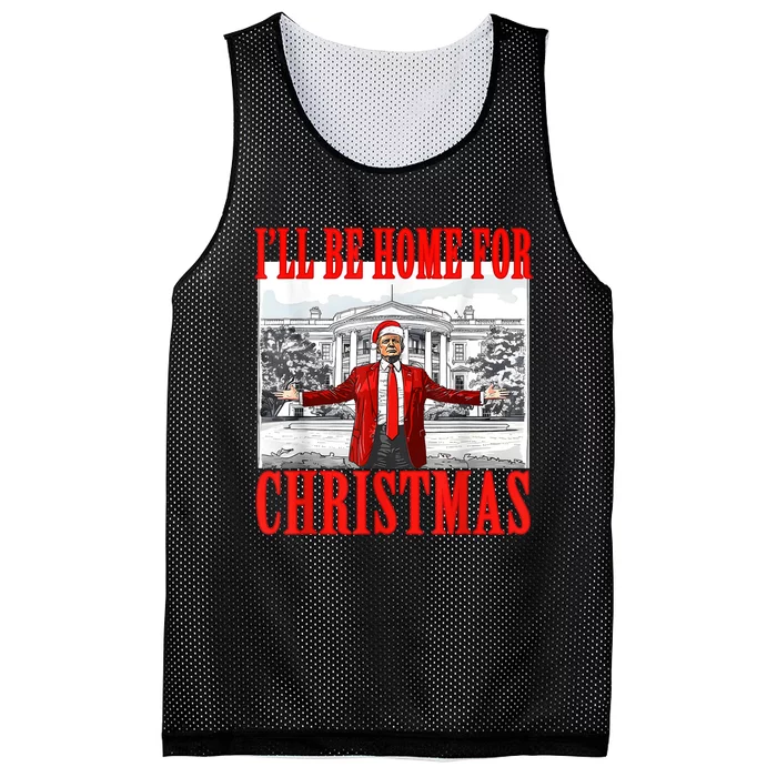 Ill Be Home For Christmas Santa Funny Trump Xmas Pajamas Mesh Reversible Basketball Jersey Tank