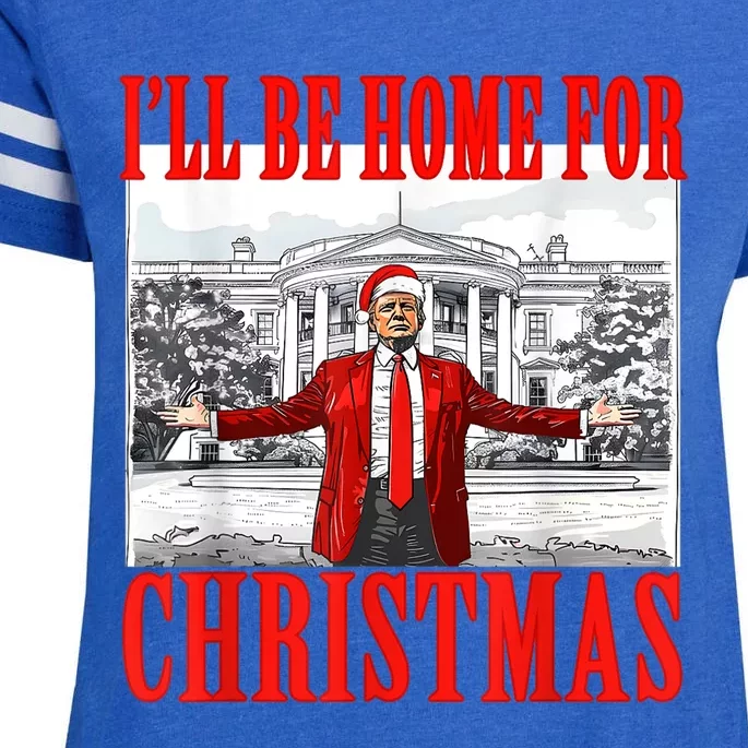 Ill Be Home For Christmas Santa Funny Trump Xmas Pajamas Enza Ladies Jersey Football T-Shirt