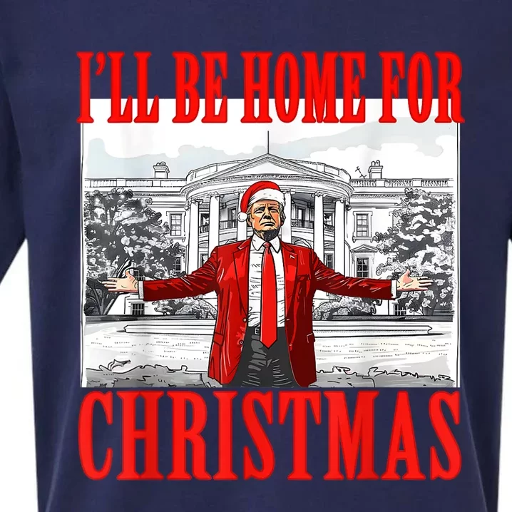 Ill Be Home For Christmas Santa Funny Trump Xmas Pajamas Sueded Cloud Jersey T-Shirt