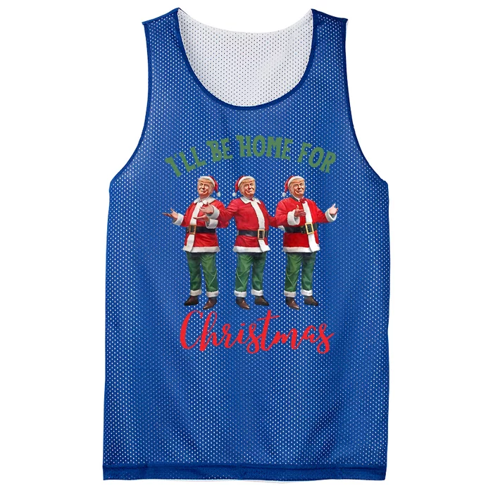 ILl Be Home For Christmas Funny Trump Xmas Santa Pajamas Cute Gift Mesh Reversible Basketball Jersey Tank