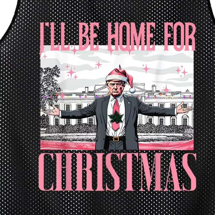 ILl Be Home For Christmas Funny Santa Claus Trump 2024 Mesh Reversible Basketball Jersey Tank