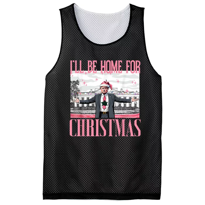 ILl Be Home For Christmas Funny Santa Claus Trump 2024 Mesh Reversible Basketball Jersey Tank