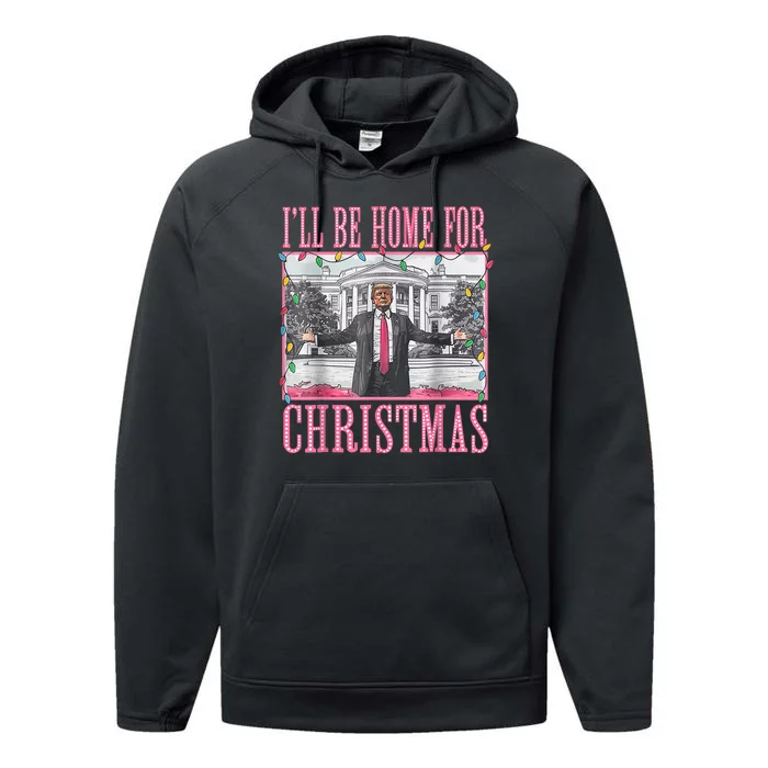 Ill Be Home For Christmas Santa Funny Trump Xmas Pajamas Performance Fleece Hoodie