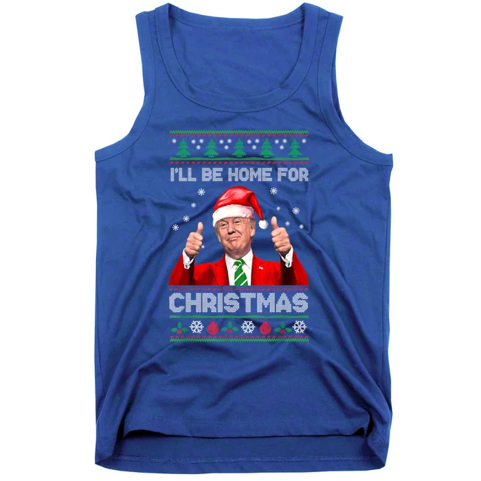 ILl Be Home For Christmas Santa Funny Trump Xmas Pajamas Gift Tank Top