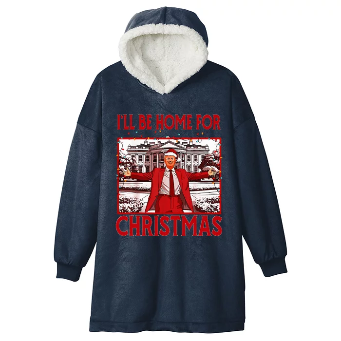 ILl Be Home For Christmas Santa Hooded Wearable Blanket